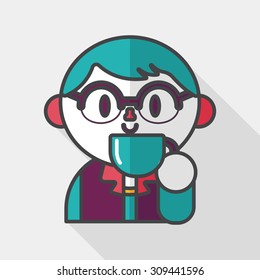 man drinking coffee flat icon with long shadow,eps10