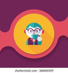 man drinking coffee flat icon with long shadow,eps10