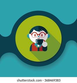 man drinking coffee flat icon with long shadow,eps10