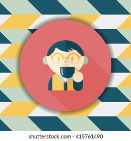 man drinking coffee flat icon with long shadow,eps10