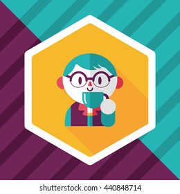 man drinking coffee flat icon with long shadow,eps10