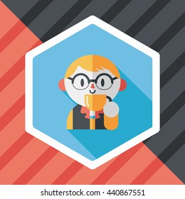 man drinking coffee flat icon with long shadow,eps10