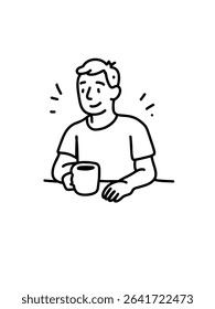 Man drinking coffee. Morning with a cup of coffee, vector illustration 