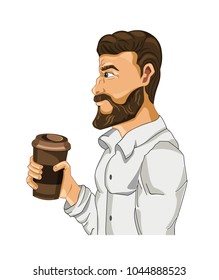 Man drinking coffee Vector cartoon character illustrations