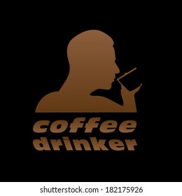 man drinking coffee vector silhouette