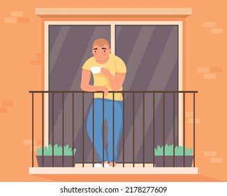 man drinking coffee in the window character