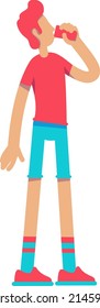 Man drinking enough water semi flat color vector character. Standing figure. Full body person on white. Preventing dehydration. Simple cartoon style illustration for web graphic design and animation