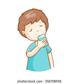 man drinking fresh water vector illustration