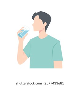 Man drinking a glass of water vector illustration 
