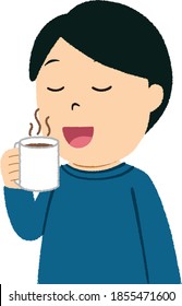 Man drinking hot black coffee  1