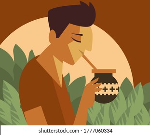 man drinking hot yerba mate