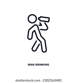 man drinking icon. Thin line man drinking icon from behavior and action collection. Outline vector isolated on white background. Editable man drinking symbol can be used web and mobile