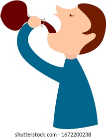 Hombre bebiendo, ilustración, vector sobre fondo blanco.