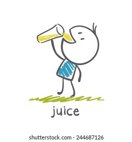 man drinking juice illustration