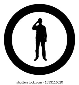 Man drinking from mug standing icon black color vector in circle round illustration flat style simple image