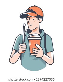 man drinking soda in pot character