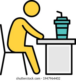 man drinking vector line colour icon