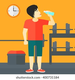 Man drinking water.