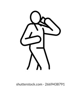man drinking water black line icon. Vector isolated element. Editable stroke.