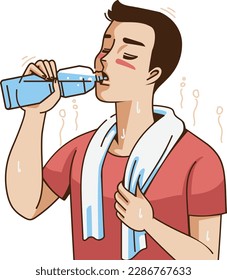 man drinking water from bottle