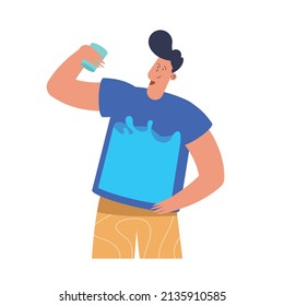 man drinking water glass character