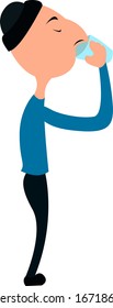 Mann, der Trinkwasser trinkt, Illustration, Vektorillustration auf weißem Hintergrund.