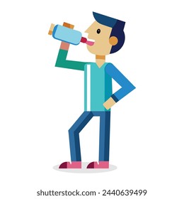 
Man drinking water isolated vector illustration