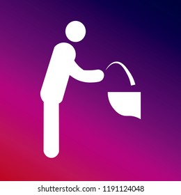 Man Drinking Water In Public Place Icon Vector Illustrator Creative Design Purple And Pink Gradient Background