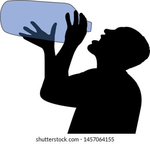a man drinking water, silhouette vector
