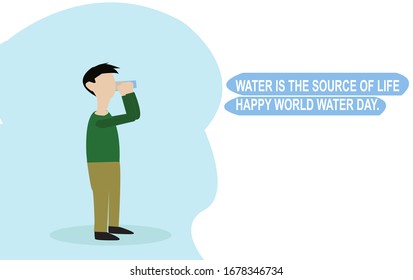 a man is drinking water, a vector representing world water day