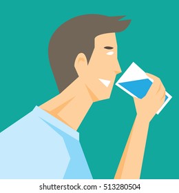 a man drinking water-vector