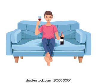 Mann, der Wein trinkt, Sofa-Charakter
