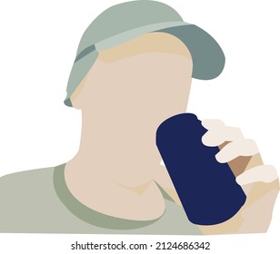 Man drinks a soda can