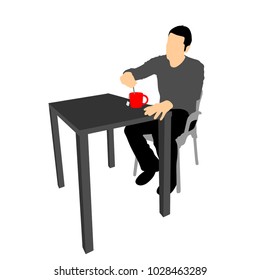 Man drinks tea, silhouette