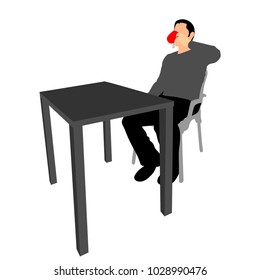 A man drinks tea, a silhouette on a white background