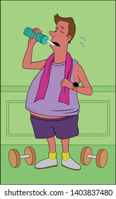 A man drinks water after a workout.