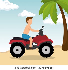 man drive atv on beach