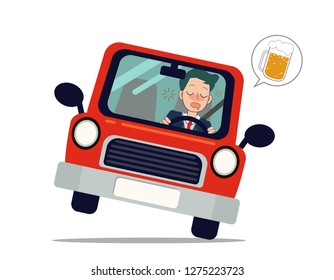 The man drive a car with beer 