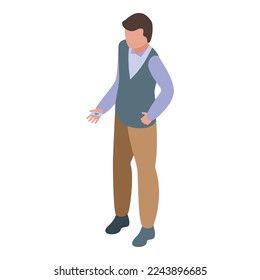 Man at drive cinema icon isometric vector. Car movie. Screen air cinema