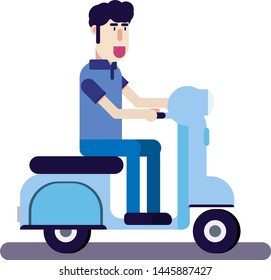 Man Drive Motorcycle on white background