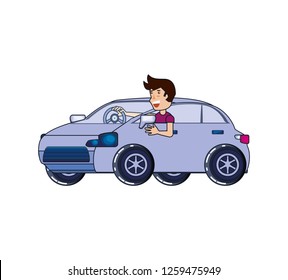 man driver car avatar character