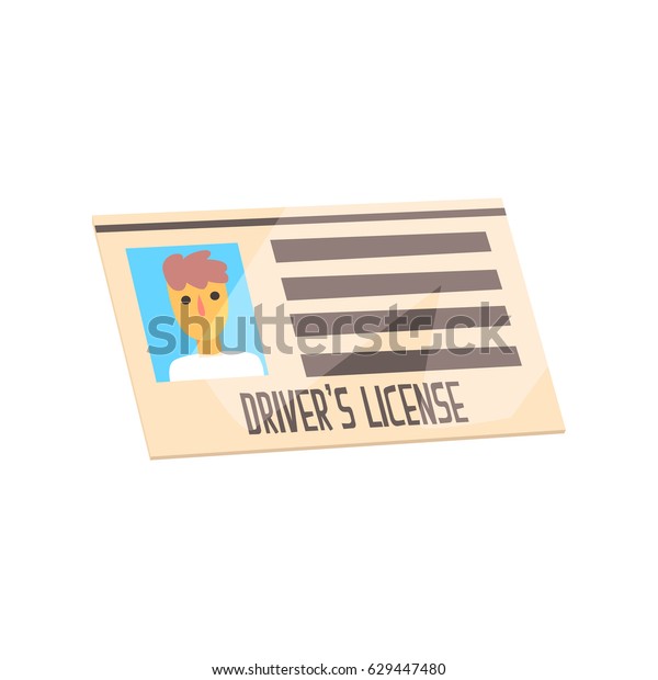 Man driver license
identification card. Cartoon style document. Colorful vector
Illustration
