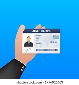 Man driver license plastic card template. Id card. Vector stock illustration.