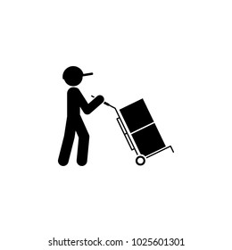 man drives packing boxes in a cart icon. Element of logistic for mobile concept and web apps. Icon for website design and development, app development. Premium icon on white background