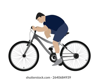 Man driving bicycle. vector illustration