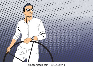 Man driving a boat