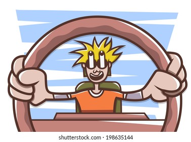 Man driving a car