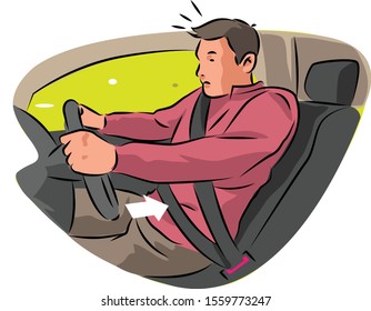 a man driving car illustration
