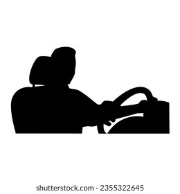 Man driving a car silhouette. Vector image
