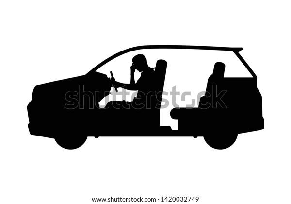 Man is driving car\
silhouette vector
